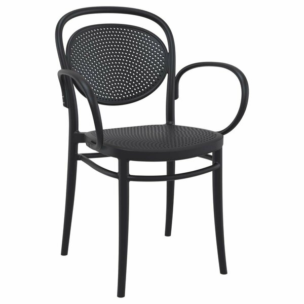 Grillgear 17.3 in. Marcel XL Resin Outdoor Arm Chair, Black GR2844149